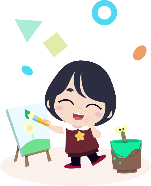 A white girl happy using a tablet with fluenkids 