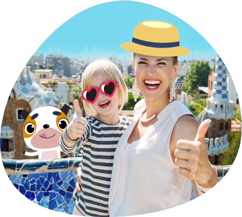 A black mother enjoying Fluentkids on a tablet with her daughter